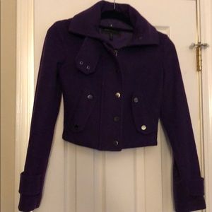 Purple BCBG Maxazria Cropped Wool Coat, Size XXS